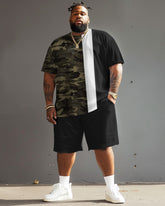 Street Casual Camouflage Colorblock Printed Large Men's Set